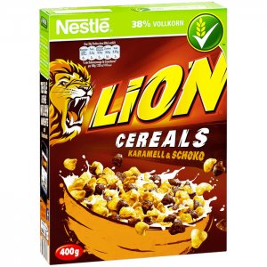 Nestle Lion Cereals Karamell und Schoko Cerealien mit Vollkorn 400g