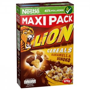 Nestle Lion Cereals Karamell und Schoko Cerealien mit Vollkorn Maxipack 675g