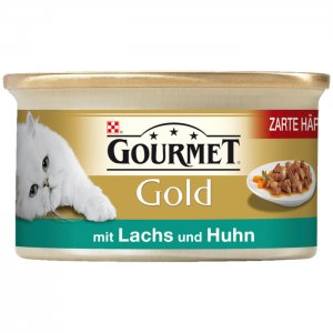 Gourmet Katzenfutter Gold Häppchen in Sauce mit Lachs & Huhn 85g