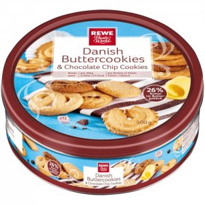 REWE Beste Wahl Danish Buttercookies & Chocolate Chip Cookies 500g