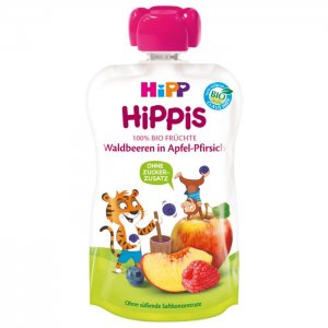 Hipp Hippis Thilo Tiger Waldbeeren in Apfel-Pfirsich 100g