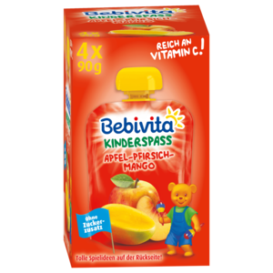 Bebivita Kinder-Spaß Apfel-Pfirsich-Mango 4x90g