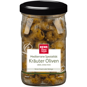 REWE Beste Wahl Kräuter-Oliven ohne Stein 150g