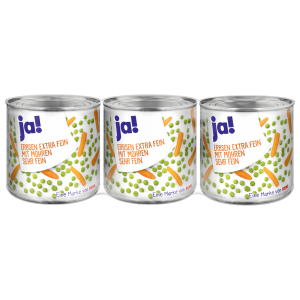 Ja! Erbsen extra fein mit Möhren sehr fein 3x130g