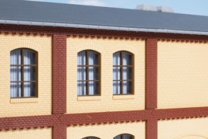 Auhagen Säulen Obergeschoss und Ziegelfriese rot H0