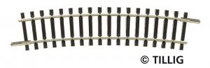 Tillig gebogenes Gleis R353 mm/15° TT