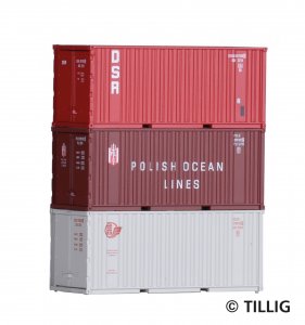 Tillig Container-Set mit drei 20‘-Containern