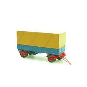 V&V Model Anhänger für F88, Pritsche/Plane blau/rot, Plane gelb
